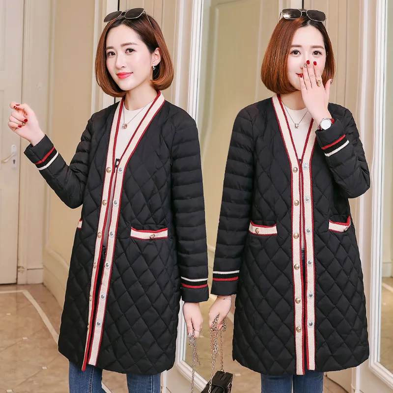 

Long Sleeve Cool Hooded Solid Color Elegant Casual Mid-length Cotton-padded Clothes/Cotton Coat 2018 Autumn Trend Simple