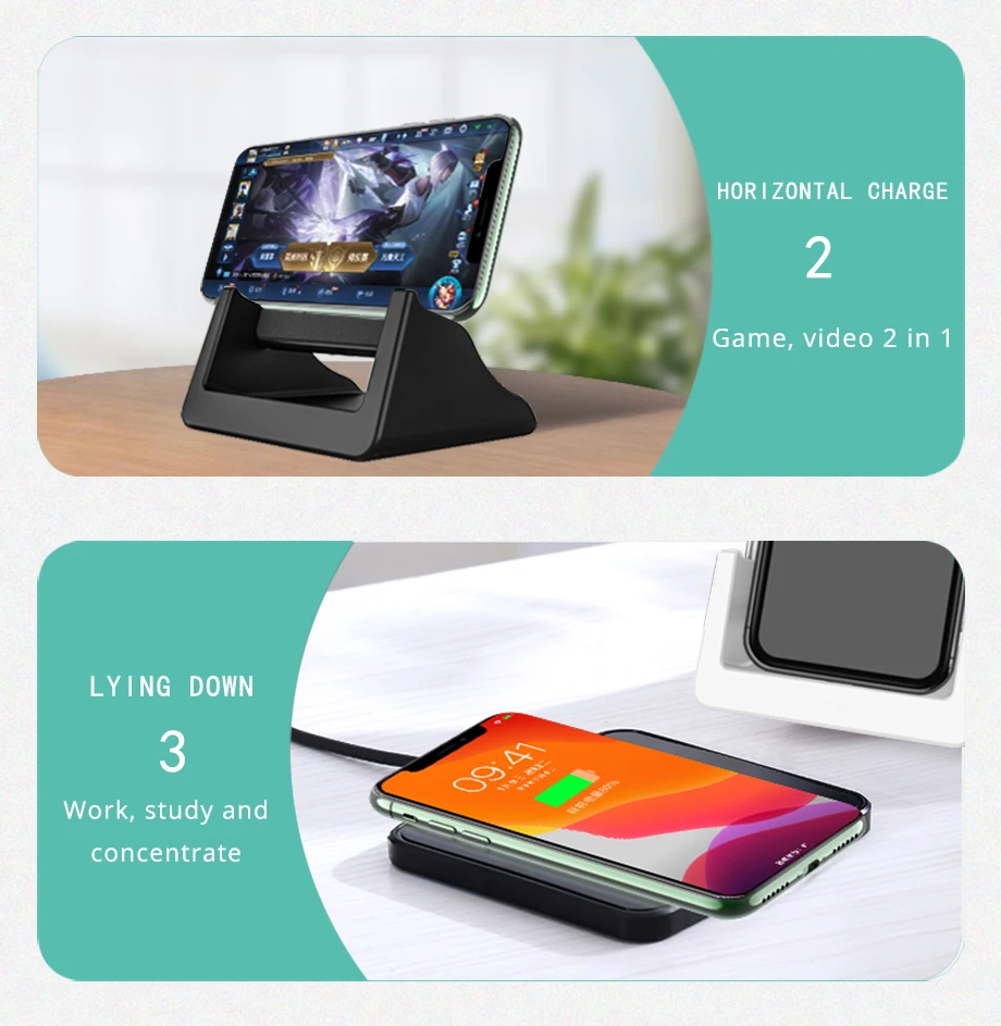 Bonola 10W Qi Wireless Charger RIntelligent Recognition Fast Wireless Charging Stand Pad for XiaomiHuaweiSamsungiPhone Holder (8)