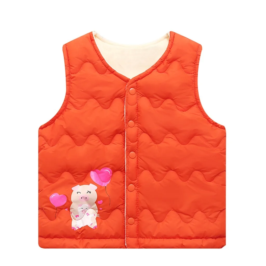 ARLONEET winter Plush and velvet warm Vest Coat Baby Girl Boy Cartoon Waistcoat parkas Jacket Thick Outerwear Clothes CA01 - Цвет: OR