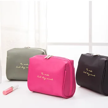 

Hand-held Storage Makeup Wash Bag Simple Waterproof Nylon Multi Small Cosmetic Makeup Bag High Quality Simple Solid Woman Bags