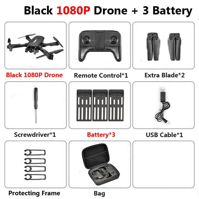 Wi-Fi FPV RC Дрон с 1080P 4K HD Квадрокоптер с камерой оптический поток позиционирования жеста фото Дрон Vs sg106 Visuo xs816 - Цвет: 1080P 3BAT Bag