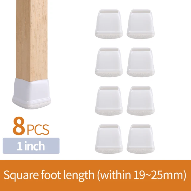 Upgraded Chair Leg Protector Covers Pads For Hardwood Furniture Floor Protectors Caps Sock Round Square Feet Protection Non Slip Rectangle 19-25mm