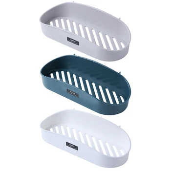 

Bathroom Wall Hanging Free Punch Curve Solid Color Plastic Shelf Hollow Drain Water Bearing Strong Shampoo Shower Gel Shelf