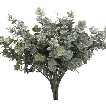 

NEW-3 Pcs Artificial Eucalyptus Greenery with Stems Uv Resistant Faux Eucalyptus Plant Silver Dollar Eucalyptus