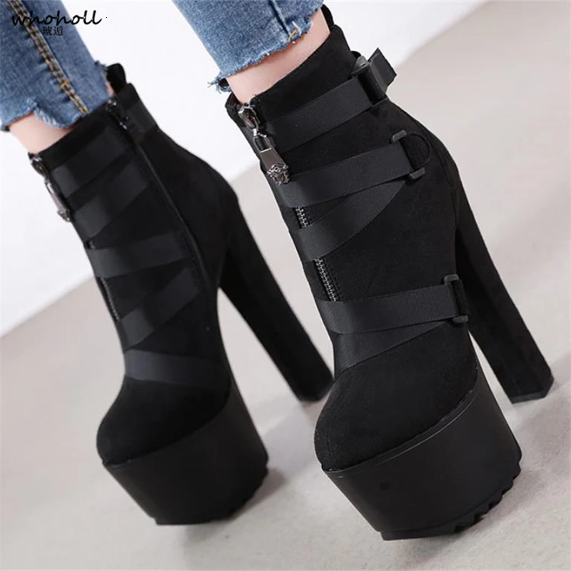 

16cm High Heel Fashion Women Boots High-heel Martin Boots 7cm Platform Ankle Boots Free Shipping
