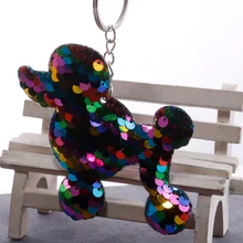 Светоотражающие яркие поверхности брелок с пуделем кулон красочные блесток щенок мешок посылка кулон джинсы висячие украшения