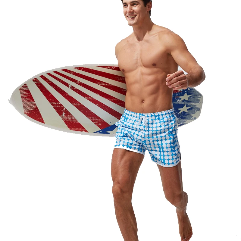 Summer Swimwear Mens Beach Board Shorts Polyester Quick Dry Swimming Trunks Mesh LIner Male Sports Running Surfing Swimsuits | Спорт и