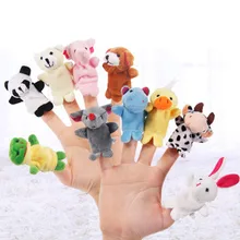 Lot de 5 ou 10 marionnettes à doigts d'animaux en peluche, poupées à main mignonnes de dessin animé, jouets pour enfants