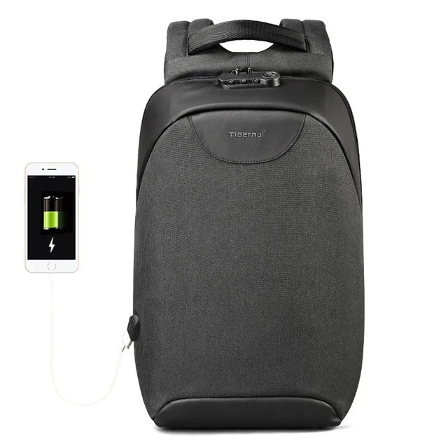 

15.6-Inch Casual Laptop Bag Simple Shoulder Schoolbag Fashion Backpack (Black)