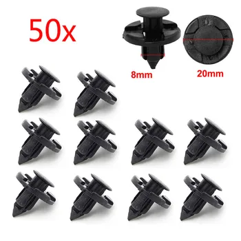 

50Pcs Car Fastener fit 8mm Dia Hole Black Push Retainer Rivets Clips for Automobile Door Bumper Fender Cover Trim Clip