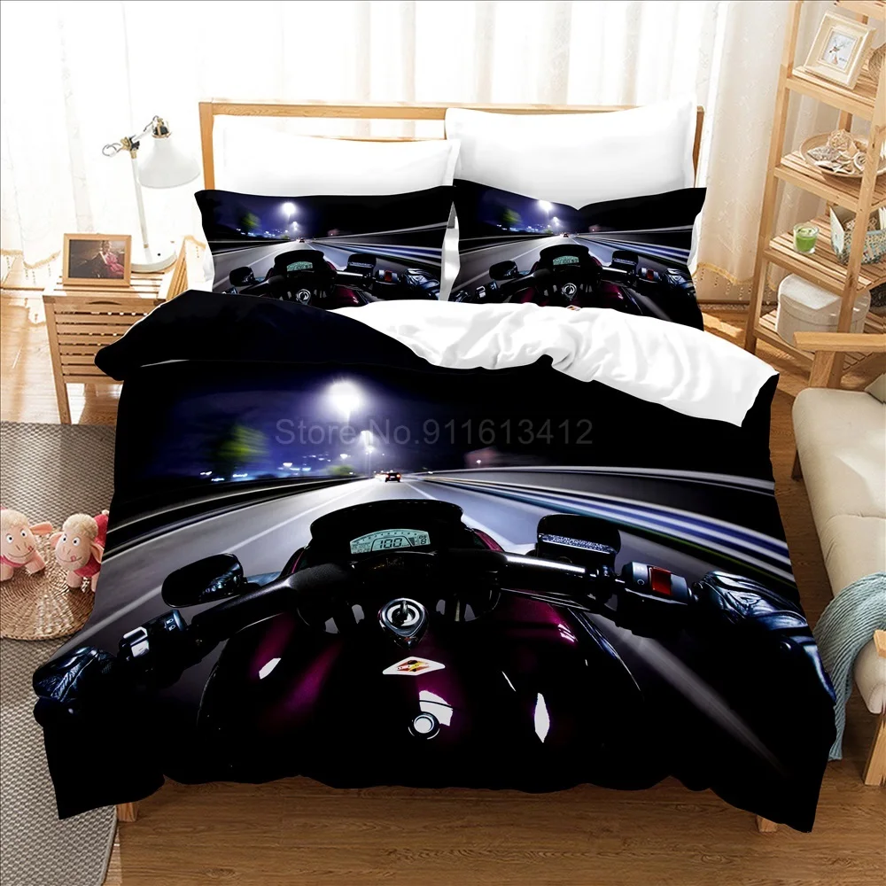 

3D Bike Race Bedding Set Comforter Cover Motorcycle Design Home Textile Custom Bedclothes Boys Kids Gifts Duvet Cover Set