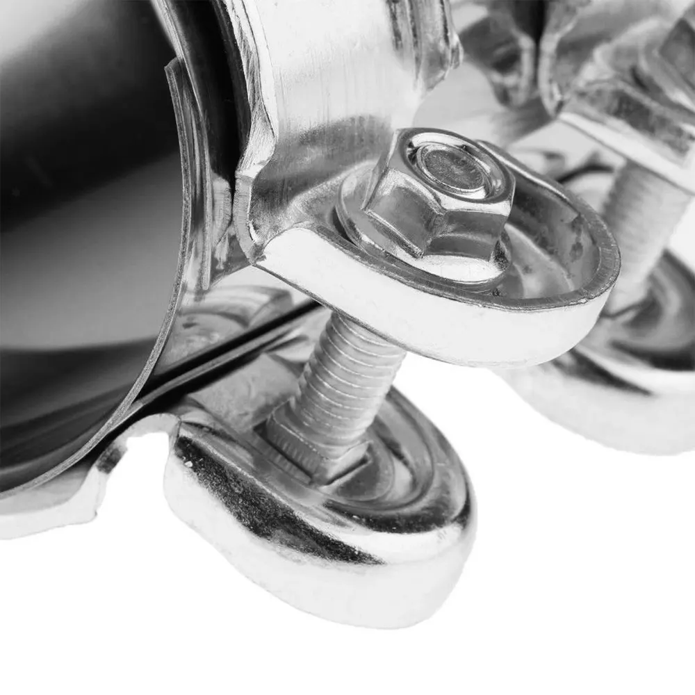 Exhaust Pipe Hoop Exhaust Pipe Clip Universal Tail Muffler Hoop Rear Round Silencers 2/2.5Inch Sliver Durable