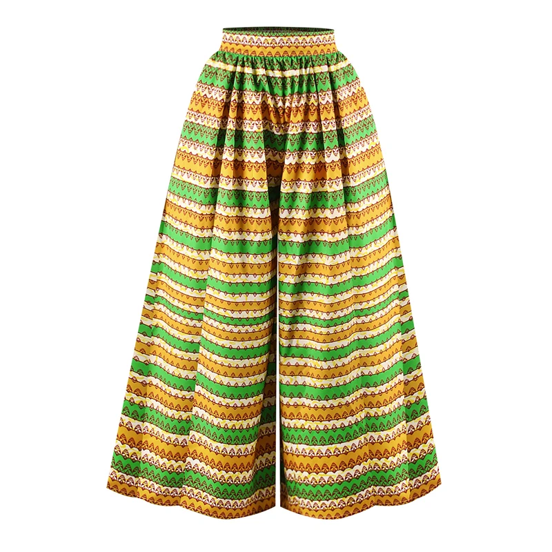 African 2022 News Ladies Clothes Dashiki Print Trousers Wide Legs Bazin Female High Waist Pants Ankara African Dresses For Women