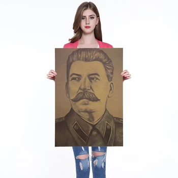 

Retro Stalin Poster Vintage Posters And Prints Coffee Kitchen Living Room Decorative Painting Kraft Paper Wall Stickers 50x35cm