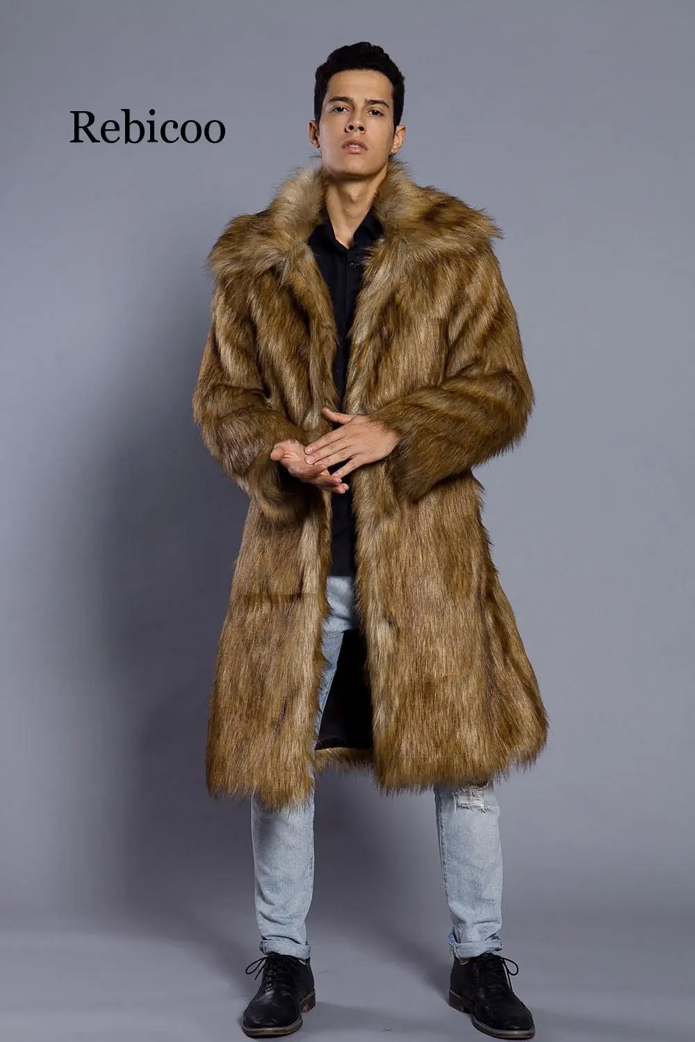 2019 новое осеннее и зимнее Новое мужское замшевое длинное пальто с квадратным воротником Высококачественная Мужская Удобная толстая