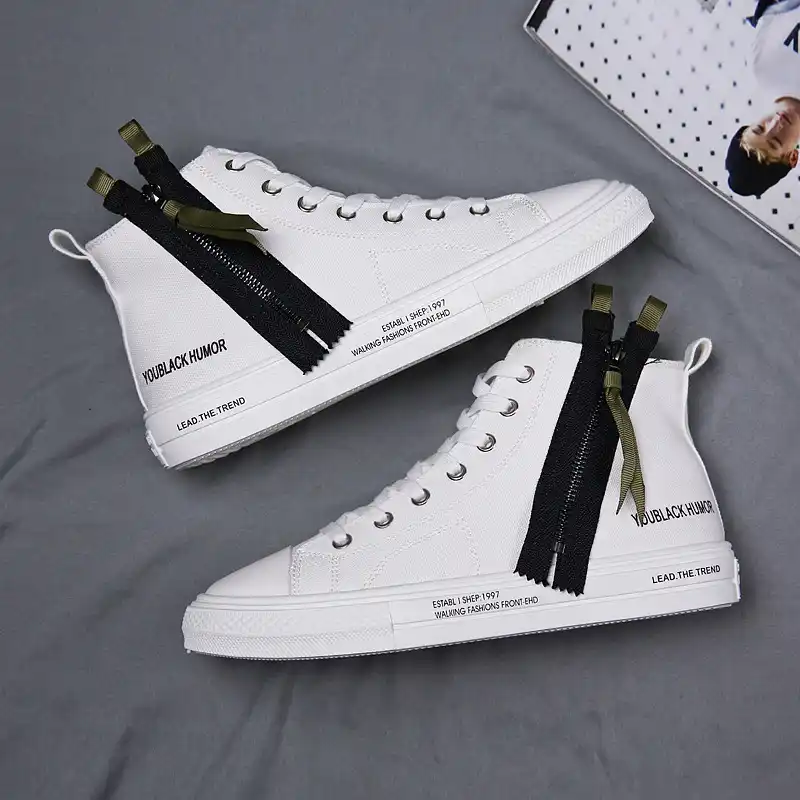 white cloth sneakers