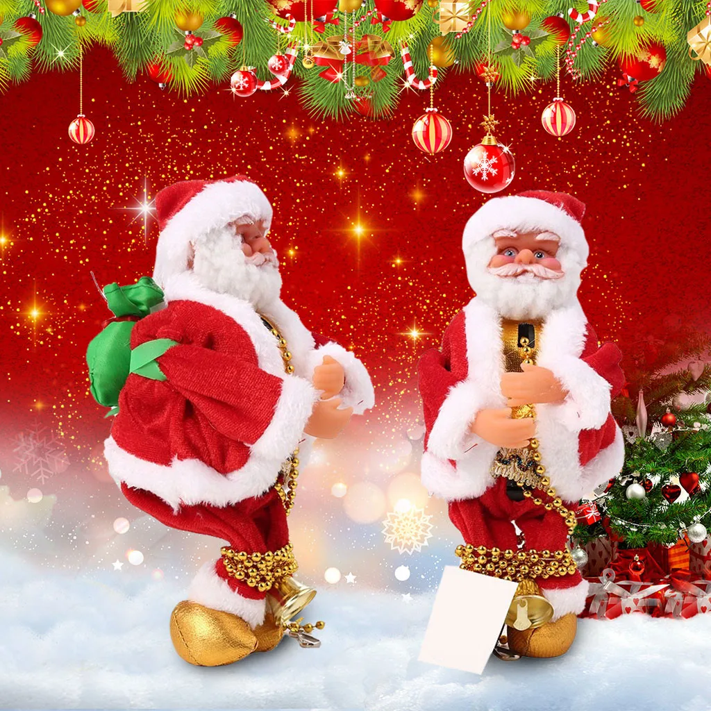 Merry Christmas Электрический Санта Клаус скалолазание кукла мини Отец Рождество музыка Twerking трюк игрушка для детей год Рождественские подарки