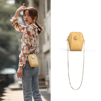 

Genuine Leather Chain Bag Summer Mini Women's Bag Shoulder Messenger Bag Female Bag Mobile Phone Bag Genuine Leather Mini Bag