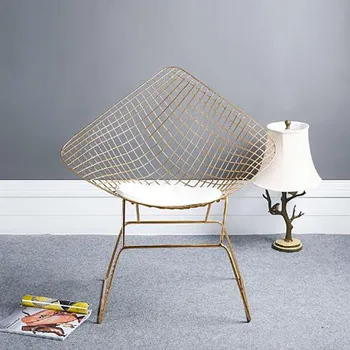 

Modern Simple Wire Chair Restaurant Recreational Chair Creative Studio Designer Golden Chair