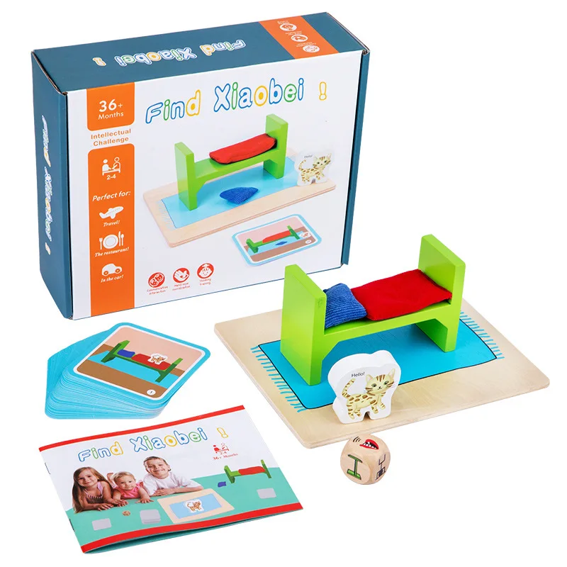 

Kitten Logic Game Montessori Children's Educational Matching Toys Early Education Training Board Castle Puzzle Wood Kids Toys