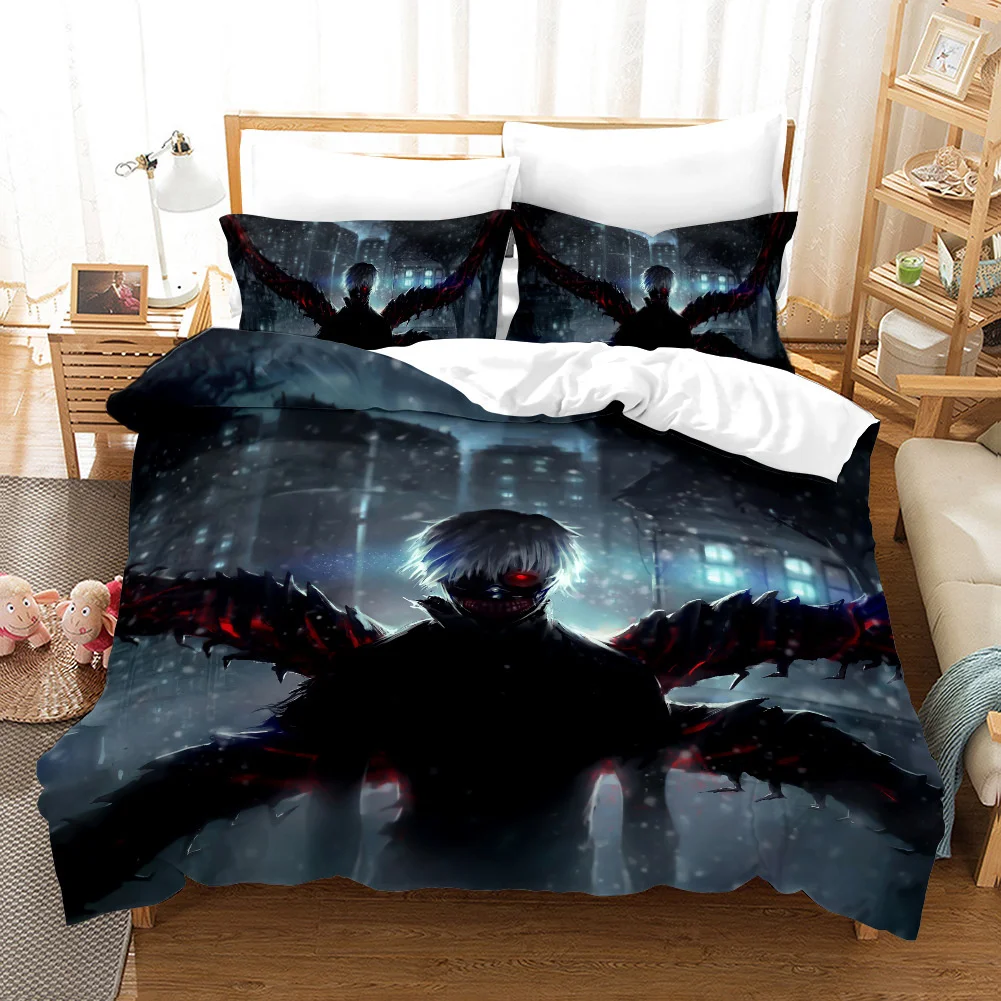 Tokyo Ghoul Anime Bedding Set Cartoon Kids Adult Gift Duvet Cover Sets Comforter Bed Linen Quilt Covers Queen King Single Size comforter sets