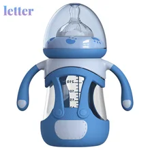 Biberon en verre pour bébé, 240ML, en Silicone, Anti chute, Anti fuite, pour nouveau né 