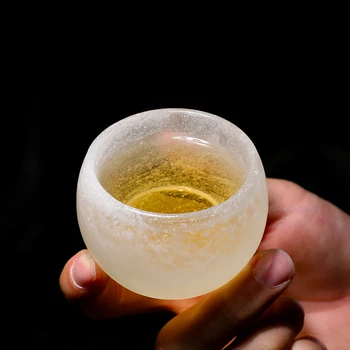 

Chinese Frozen Burning Tea Cup Owner's TeaCup Single Cup Large Thickened Snowflake Floc Glass Oolong Kung Fu Tea Drinkware Sets