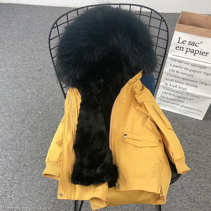 as picture Dollplus/-30 градусов Детское пальто теплое пальто с капюшоном с натуральным мехом для девочек длинная одежда из настоящего меха зимняя куртка девушки верхняя одежда; парка - Цвет: as picture