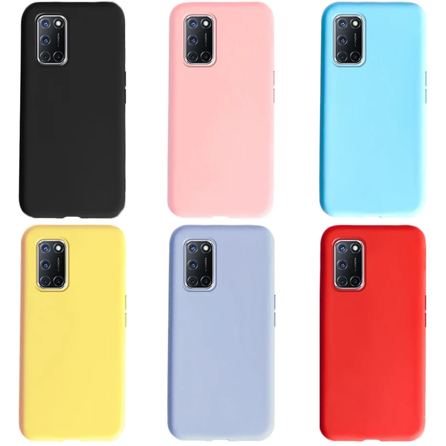 For OPPO A52 A72 A92 Case Simple Matte Candy Color Soft TPU Bumper Phone a92 A 92 OPPOA72 OPPOA52 Back Cover Coque | Мобильные