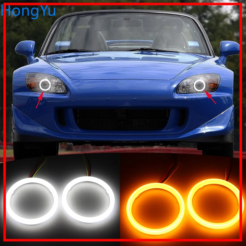 Cotton Switchback LED White Amber Angel Eye Halo Rings DRL turn signal light for Honda S2000 1999 2000 2001 2002 | Автомобили и