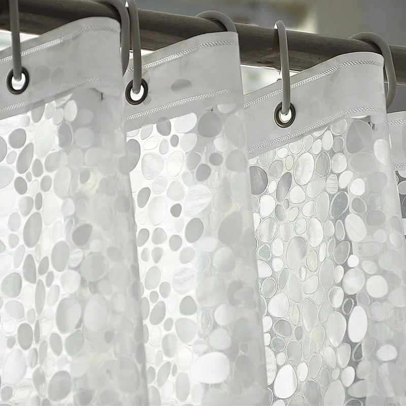 3D Translucent Shower Curtain Waterproof Mildew EVA Bath Curtains Modern Cobblestone Pattern Bathroom Curtain With Hooks