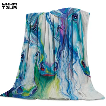 

Abstract 3 Horses Watercolor Painting Blanket Funny Printed Soft Boy Girl Baby Coral Fleece Animals Blankets Warm Sofa Bed Sheet
