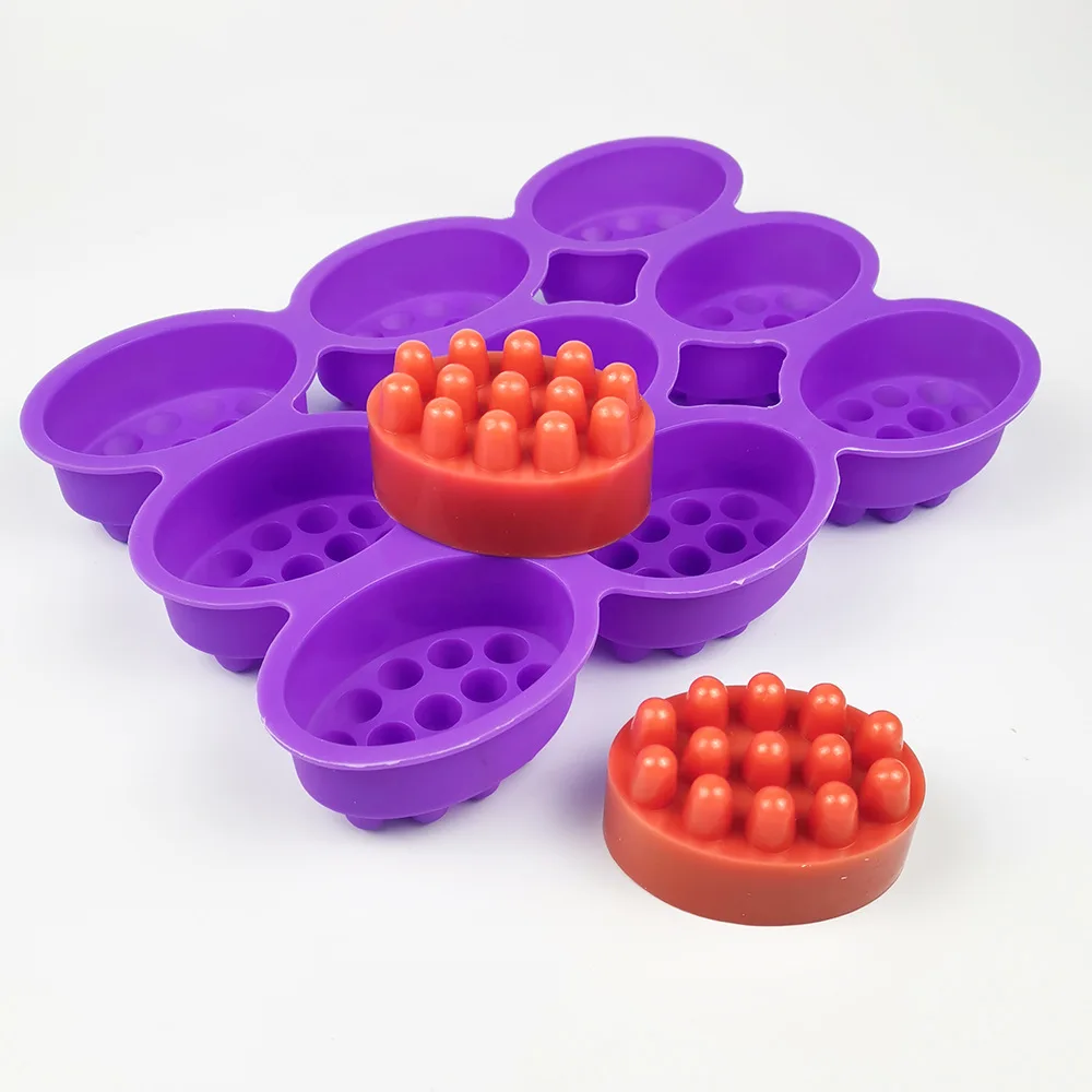 Silicone Molds for Soap Making 3D Handmade Silicon Soap Massage Therapy Bar Molding Tray Oval Shape Candle Mould DIY Resin Craft