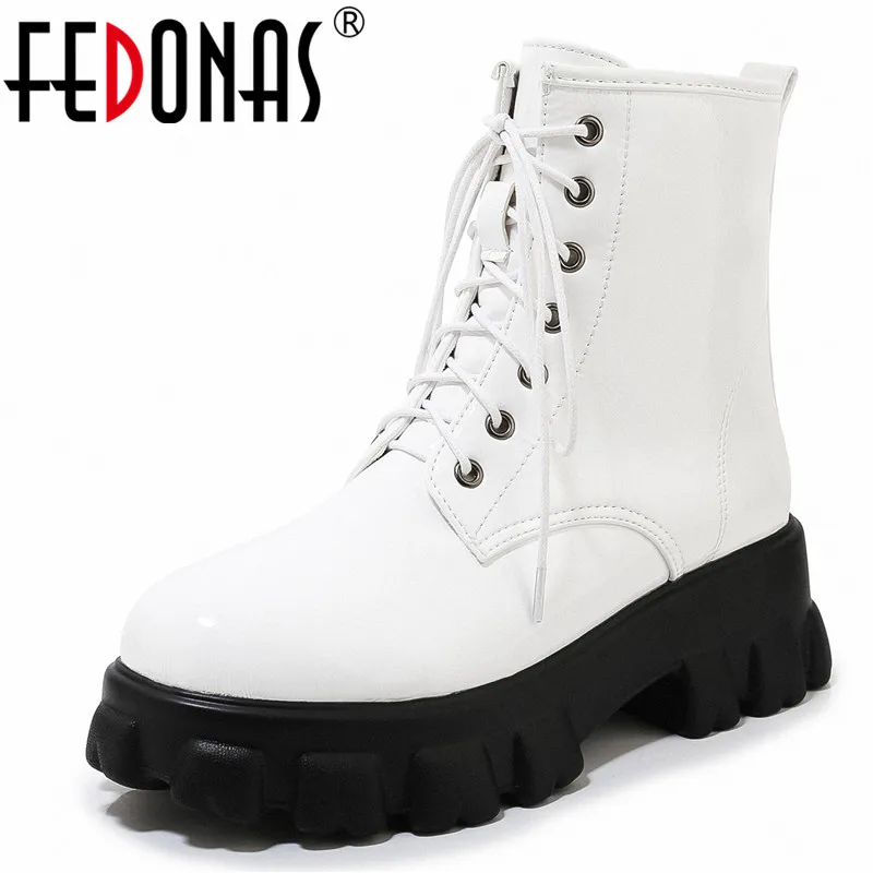 

FEDONAS Platform Women Ankle Boots Autumn Winter Warm Chunky Heels Night Club Shoes Woman Comfortable Short Boots Plus Size