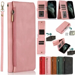 Ultra Thin Zipper Cover Wallet - Magnetic Flip Leather Case with 8 Card Slots for NOKIA 7 PLUS (Pink)