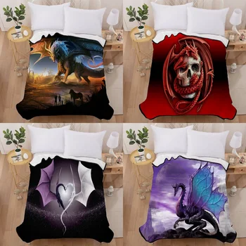 

Thin 3D Dinosaur Skull Pattern Sofa /Travel /Bed Blanket Soft Plush Blanket Microplush Throw Blanket 150*200cm