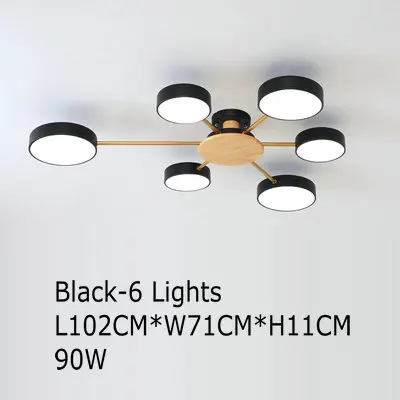 6 Lights Chandelier Скандинавский серый черный современный белый Потолочный светильник для спальни столовой AC110V 220V металлические бра японский деревянный потолочный светильник светодиодный - Цвет корпуса: 6 Lights Chandelier