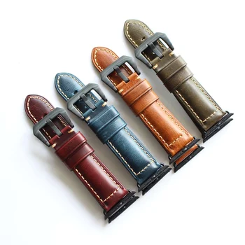

Allbai Top Quality 2020 Mans Watch Replacement Watch strap Handmade Oil Wax Leather Watch Bracelet 42MM Leather Men's Watch Belt