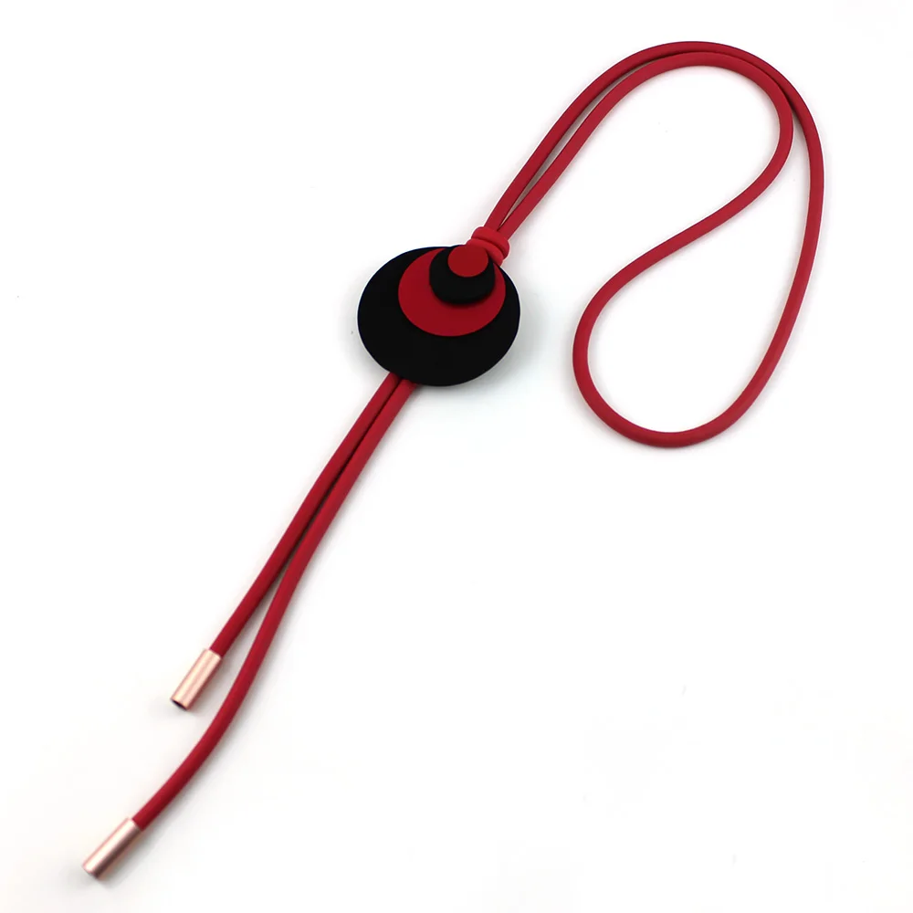 

Handmade Jewelry Round Aluminum Gothic Women Red Rubber Light Casual Necklace