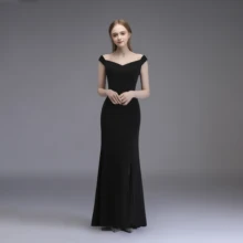Длинное вечернее платье с v-образным вырезом без рукавов, вязанное Черное вечернее платье для выпускного вечера, официальное женское платье, сексуальное платье русалки для свадебной вечеринки