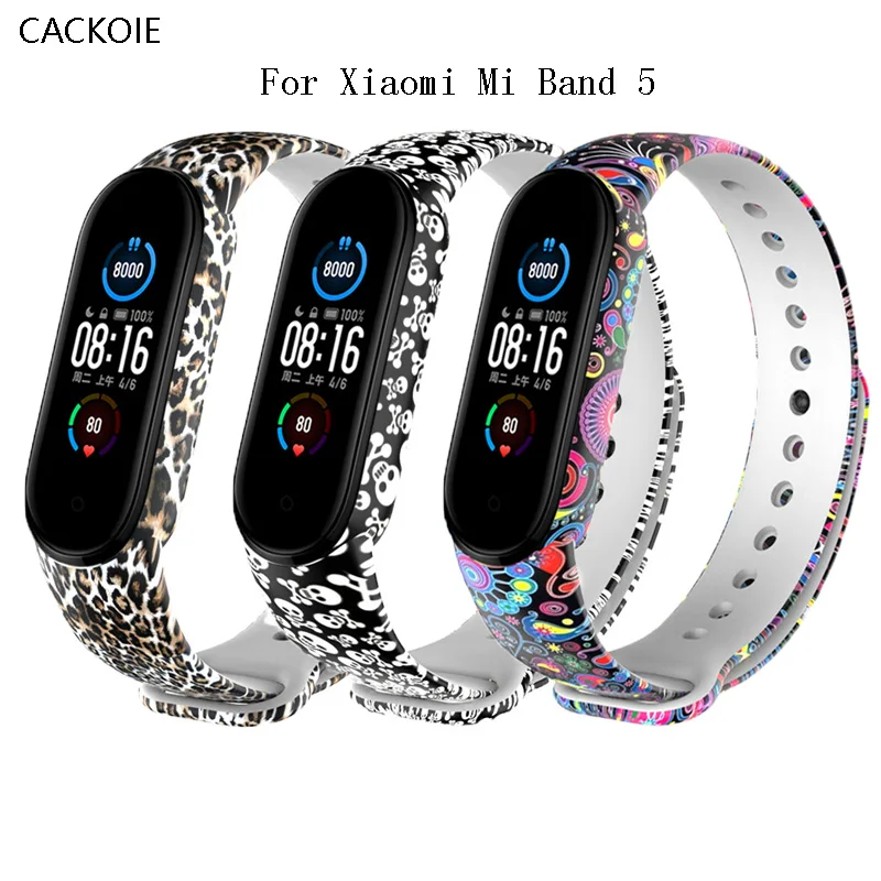 

Sport Silicone Strap Watch Band for Xiaomi Mi band 5 Strap Smart Watch Colorful Printing Watchband Miband 5 Bracelet Accessories