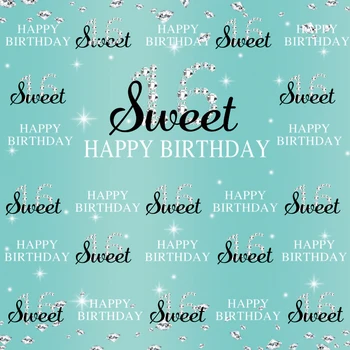 

Laeacco Happy Sweet 16th Birthday Party Decor Diamond Princess Customized Poster Portrait Photo Background Photography Backdrops