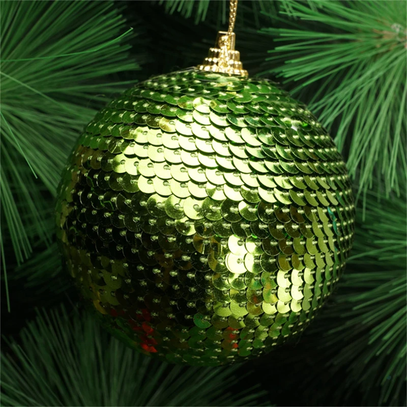 8CM Christmas Rhinestone Tree Ball Xmas Glitter Baubles Ornament Decoration Free Shipping Boule de noel - Цвет: Green