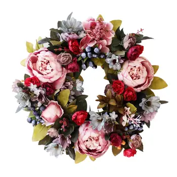

Christmas Xmas Decoration Simulation Peony Wreath Wall Door Candle Holder Decor