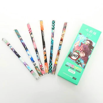 

12Pcs Anime Demon Slayer Kimetsu No Yaiba Kamado Tanjirou Cute Blue Ink Neutral Erasable Pen Kawaii Gel Pen Kids Stationery Gift
