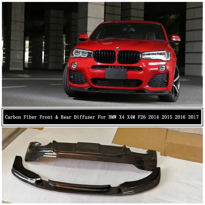 

For BMW X4 X4M F26 2014 2015 2016 2017 Carbon Fiber Front Rear Bumper Diffuser Lip Spoiler High Quality Car Accessories