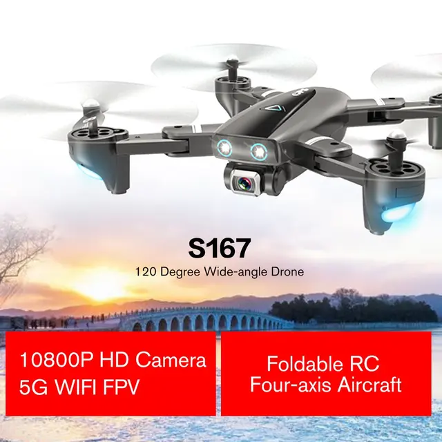 $US $62.28 S167 2.4G/5G WiFi FPV 1080P dron Wide Angle HD Camera Drone GPS Positioning Foldable RC Drone Quadc