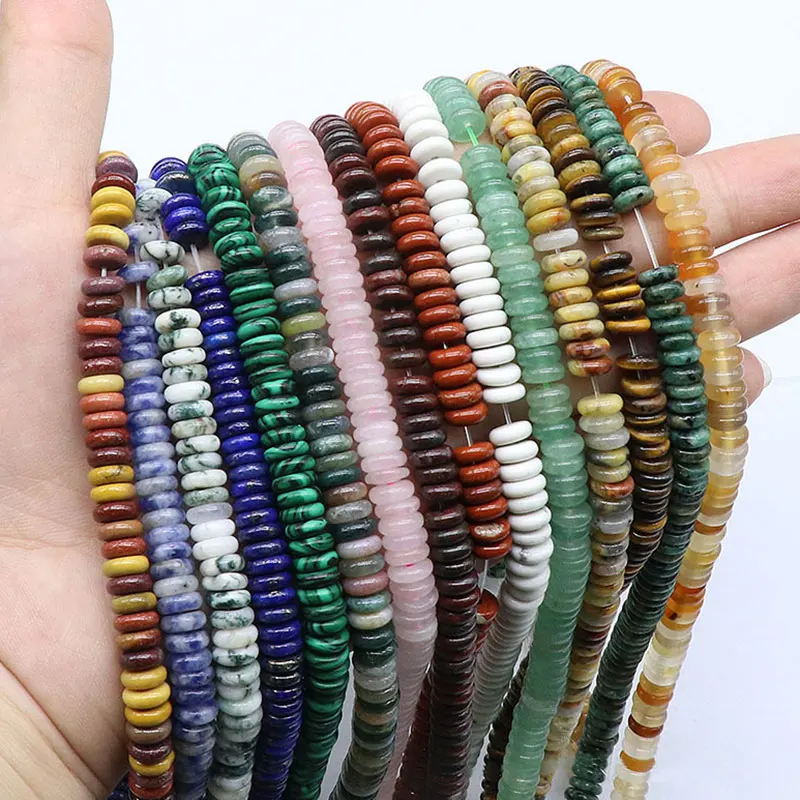 

Natural Rondelle Heishi Spacer Beads For Jewelry Making 2x6mm DIY Accessorries Beads For Bracelet Lapis Lazuli Amazonite Agates