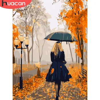 

HUACAN Painting By Numbers Girl Kits Drawing Canvas HandPainted Figure Home Decor DIY Oil Pictures By Numbers Autumn