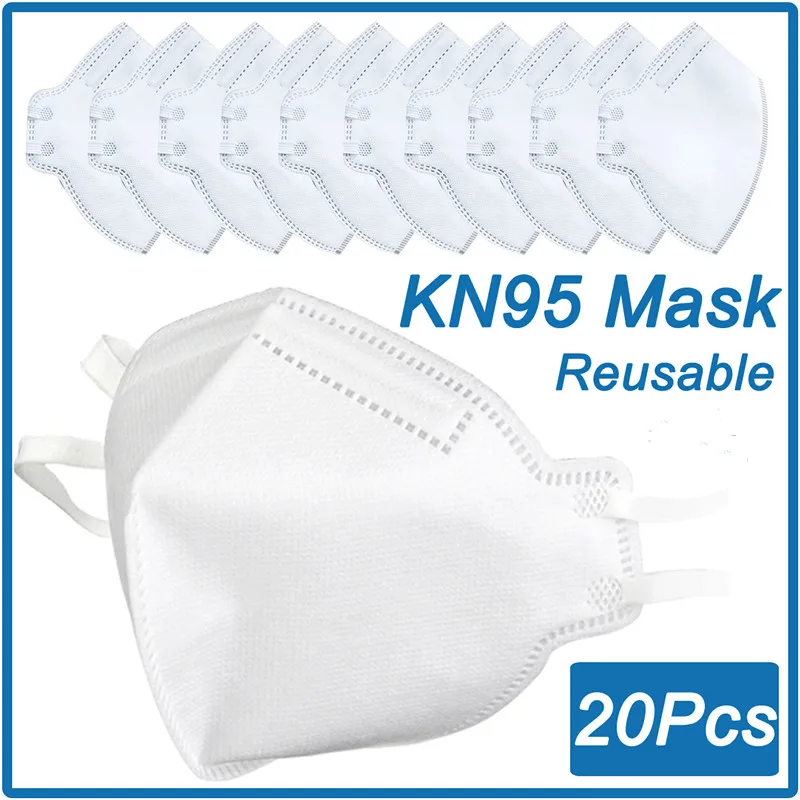 

20PCS KN95 Face Mask Reusable Anti Dust Mask Particulate Respirator PM2.5 Personal Protective Mask Health Protection